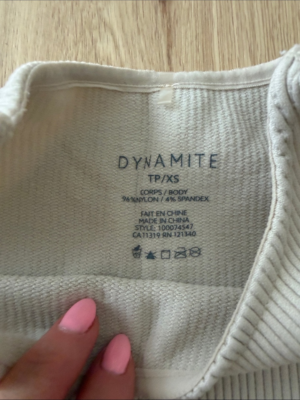 Dynamite Cream Ribbed Bodysuit - Picture 3 of 6